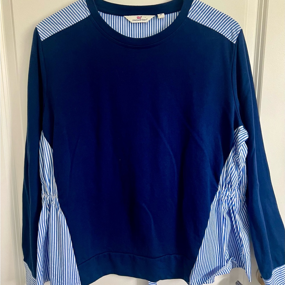 Women’s Vineyard Vines Navy/Seersucker Long Sleeve
